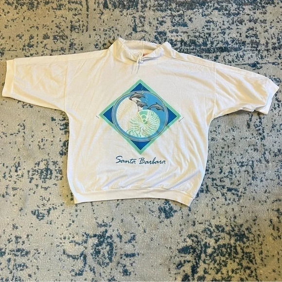 Vintage Tops - Vintage 1988 Santa Barbara Beach Short Sleeve Top nautilus dolphin print small